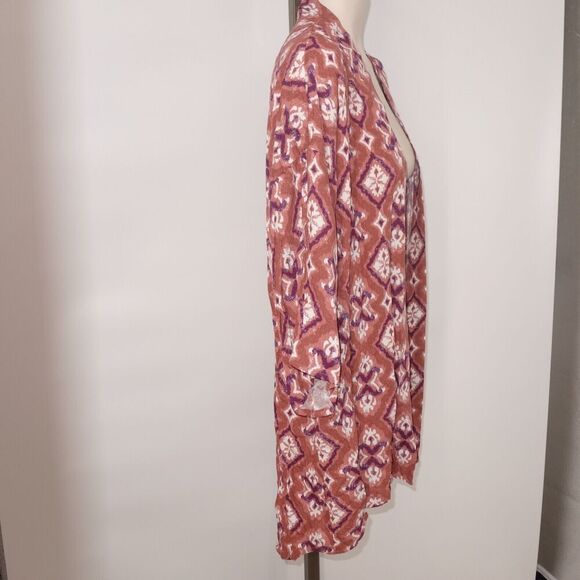 NEW Knox Rose Cognac Paisley Duster Cardigan Kimono Pink Women's Medium/Large - Picture 8 of 10